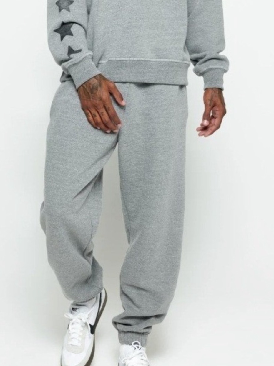 Spiritual Gangster Grey Relaxed Fleece Sweatpants Astra Stars On Back Leg Size M